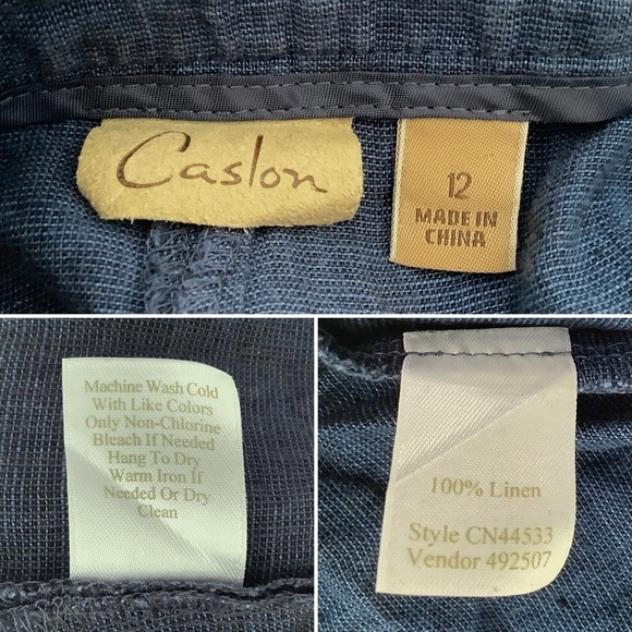 Wide Leg Linen Ankle Pants Pockets Nautical Coastal Lagenlook Casual Blue 12 - Picture 4 of 7